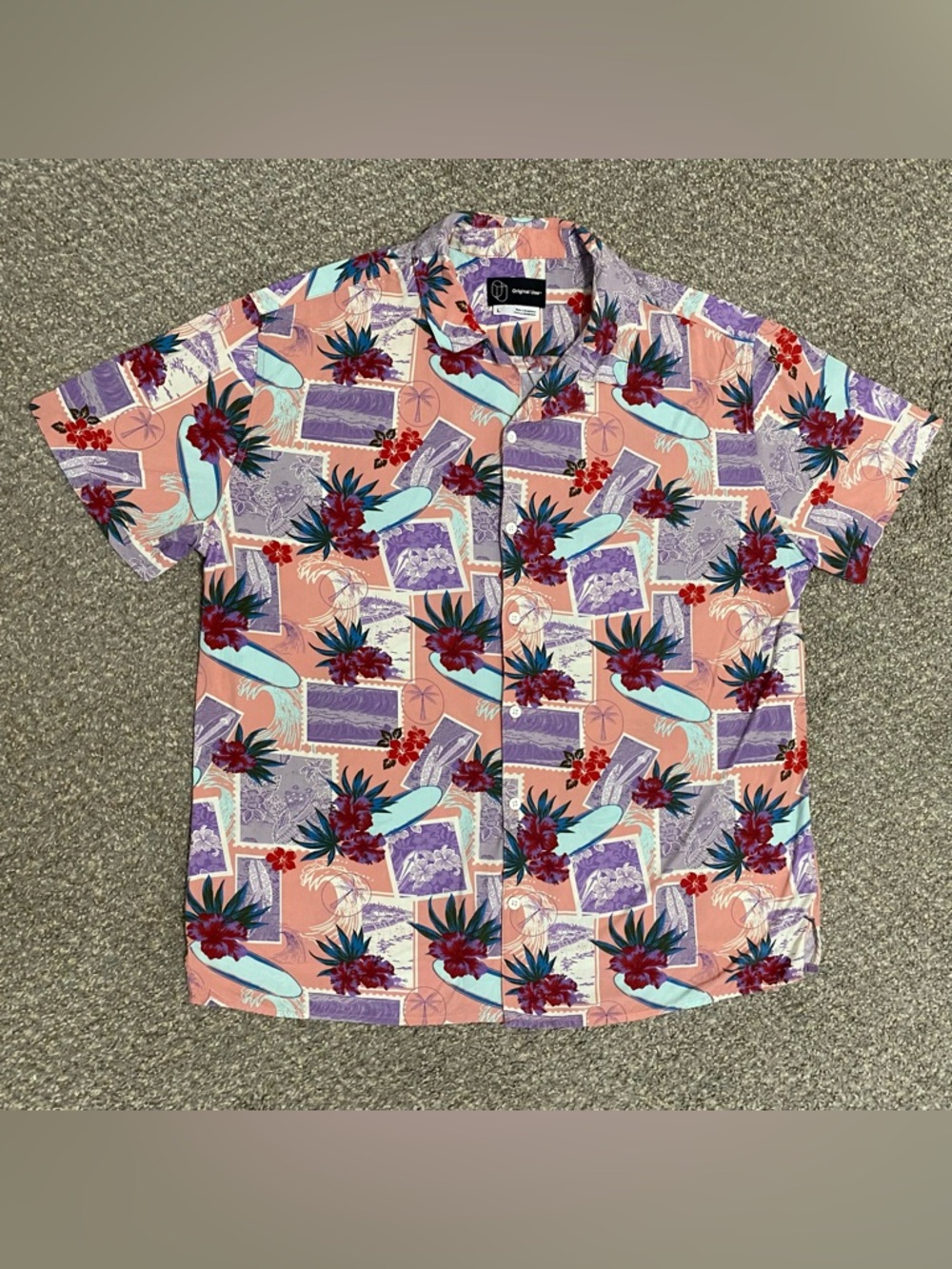 Original Use Men’s Pink Rayon Hawaiian Shirt Sz Large Excellent Condition